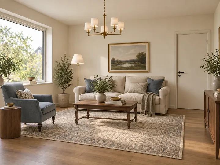 Transitional style preview of a living room